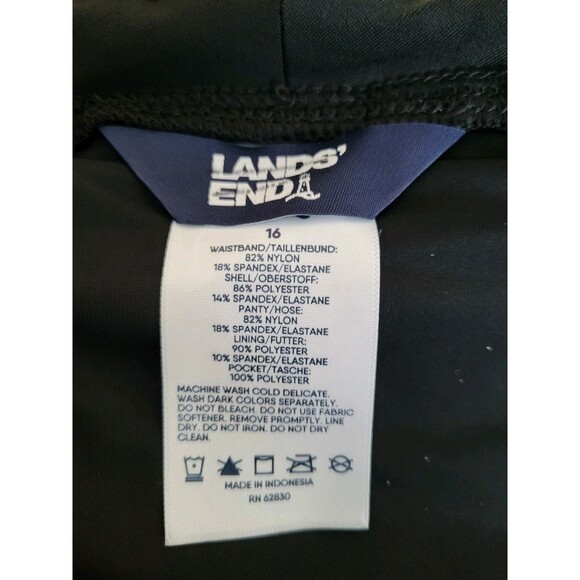 LANDS' END 3" Swim Shorts w/ Panty Black 16 Women's Solid Pockets S500 - Picture 6 of 6